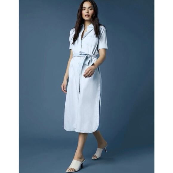 DL1961 Dresses & Skirts - DL1961 Fire Island Maxi Shirt Dress Chambray Light Wash Blue Large Boho Country